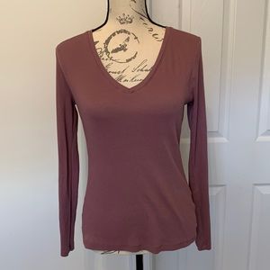Long sleeve mauve ribbed tshirt Sz S
